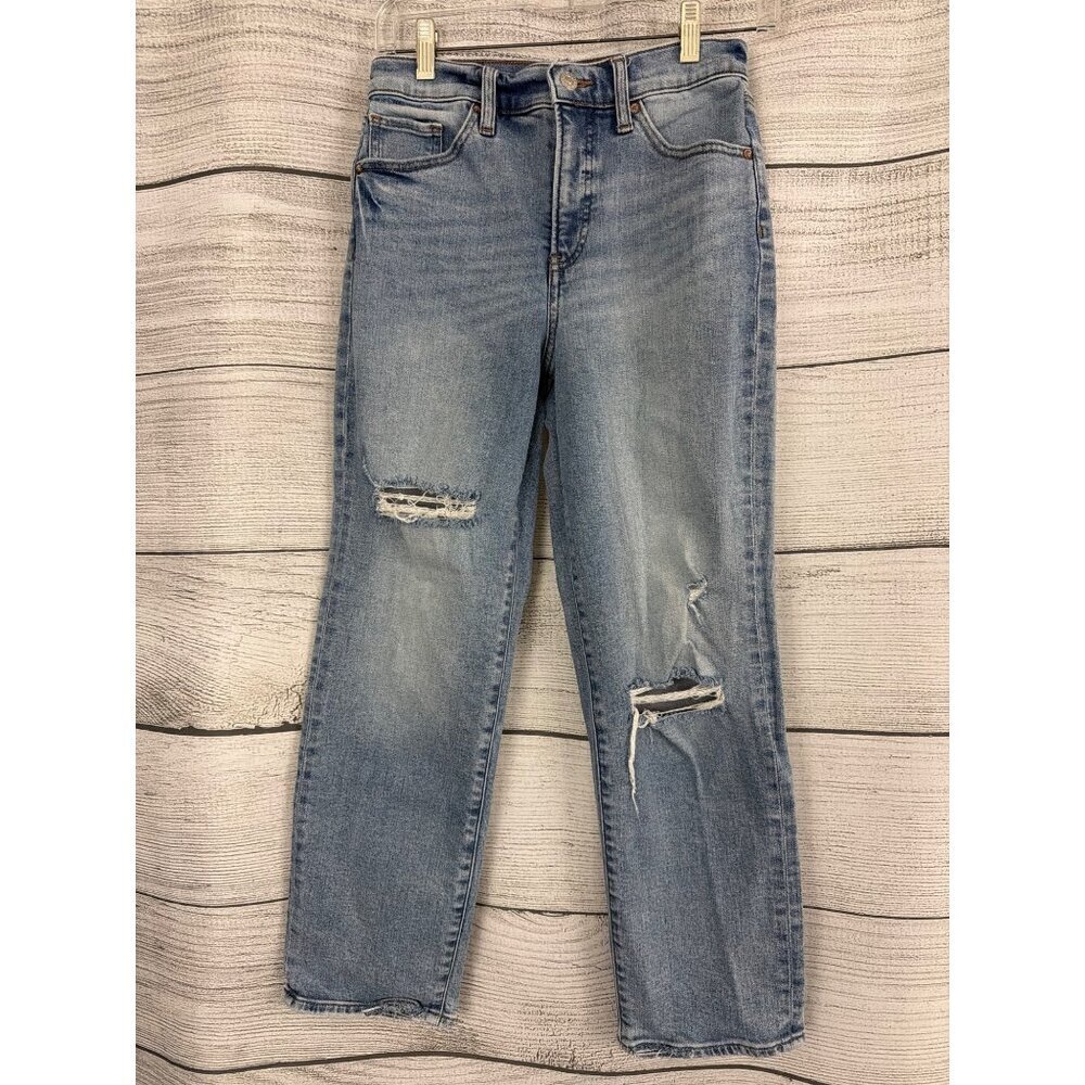 Express Straight Ankle High Rise Distressed Jeans Size 2R